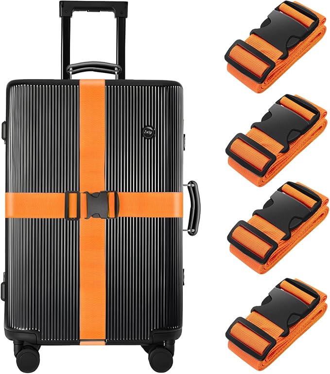 BILIONE 4 Pack Luggage Straps 79" Long Belts Keep Suitcase Secure While by BILIONE