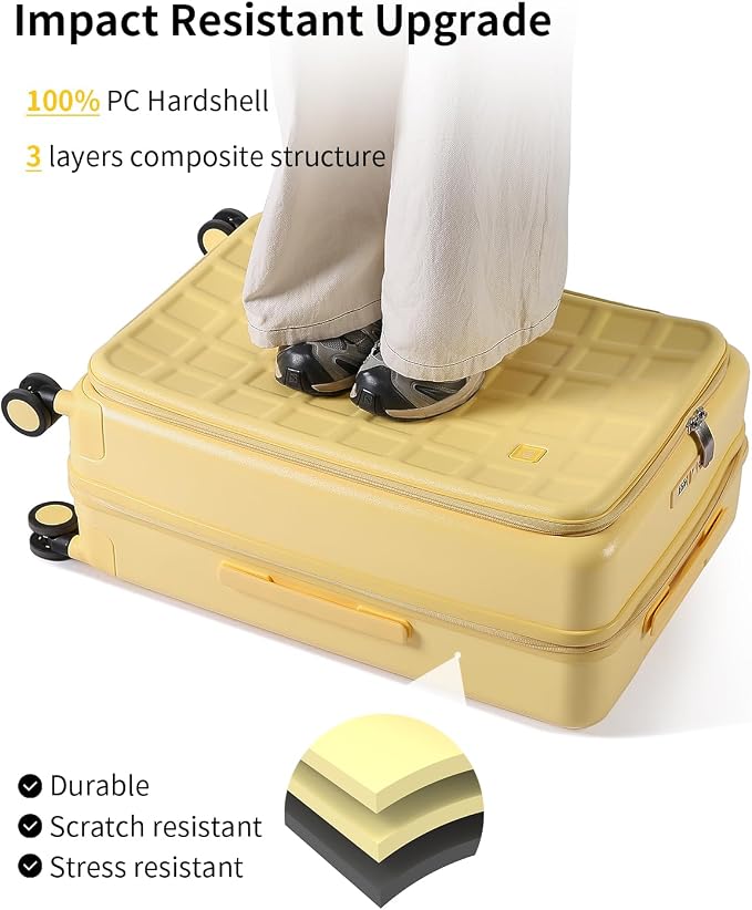 aji Expandable Top Opening 26 Inch Checked Luggage - Image 6
