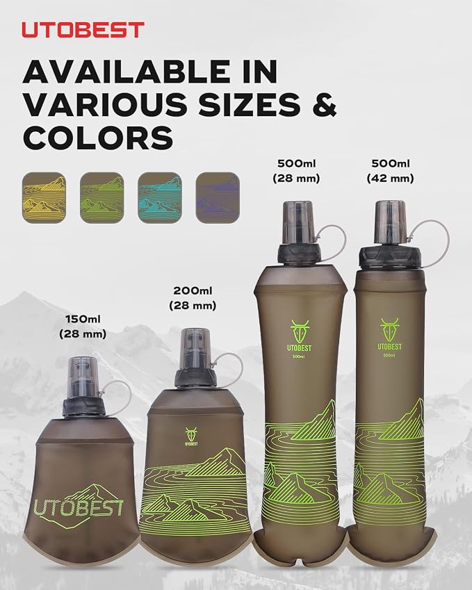 UTOBEST 150ml Soft Flask, 2 Pack Flexible TPU Hydration Water Bottle, - Image 6