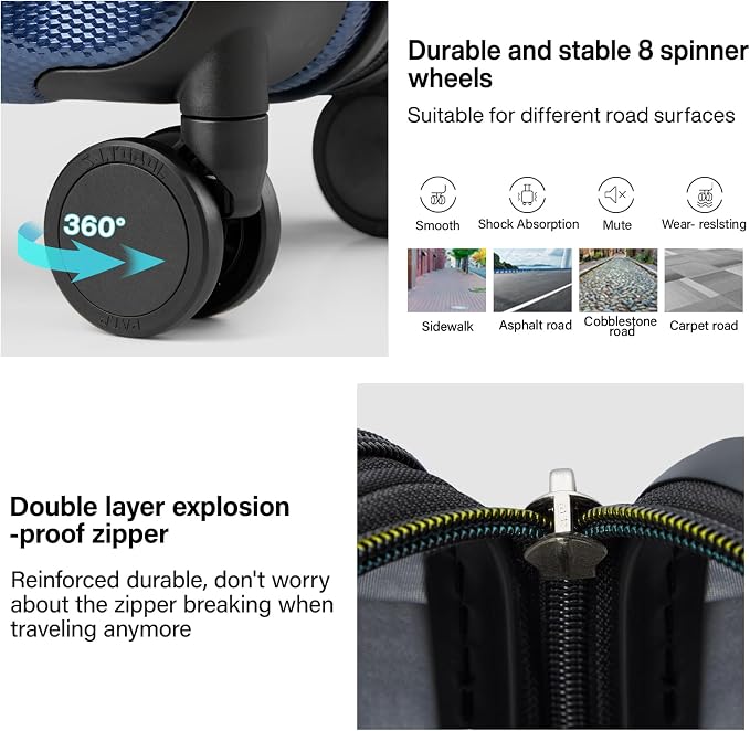 Hanke Expandable Hardshell Luggage Sets 3 piece Carry On Luggage - Image 4