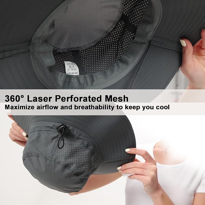 Rosoz Sun Hat for Men Women Boonie Bucket Hat Wide Brim Breathable Cooling - Image 3