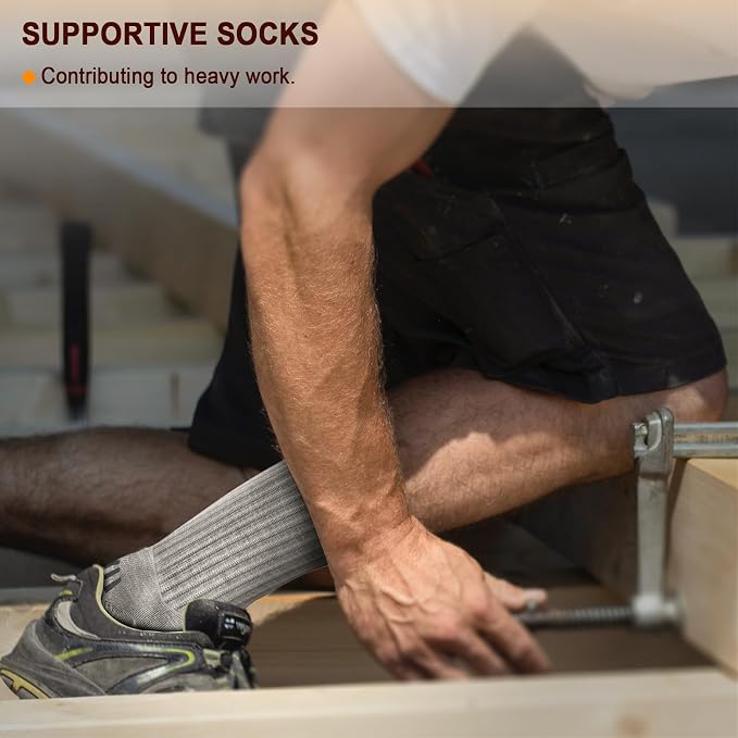 BULLIANT Compression Socks for Men 6Pairs, Athletic Crew Socks Cushioned For - Image 7