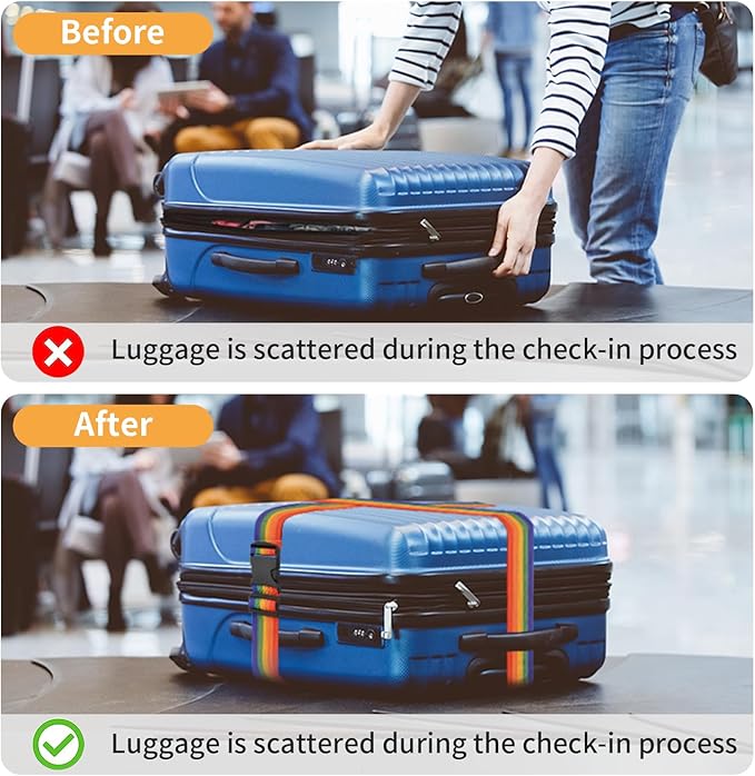 BILIONE 4 Pack Luggage Straps 79" Long Belts Keep Suitcase Secure While - Image 5
