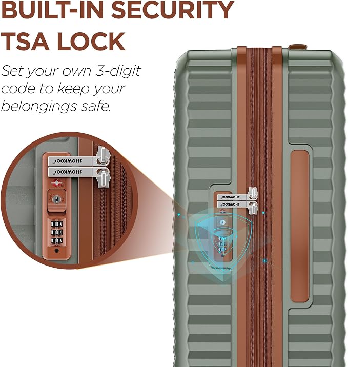 SHOWKOO Luggage Sets 3 Piece Hardside Expandable Suitcase - Image 7