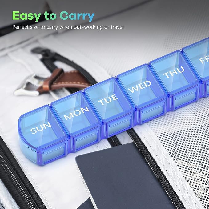 Extra Large Pill Organizer 2 Pack, XL Pill Box 7 Day, Weekly Pill Case - Image 7