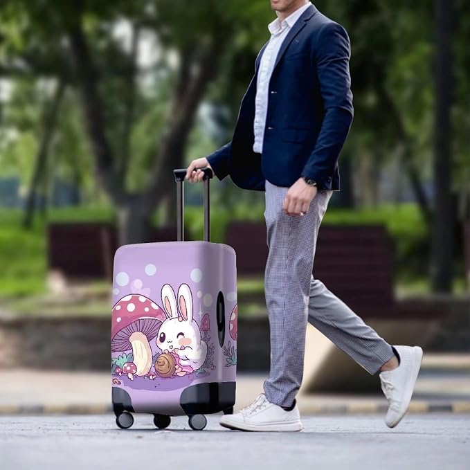 Cute Bunny Rabbit Luggage Covers Fit 22-25 Inch Universal Thickness Suitcase - Image 3
