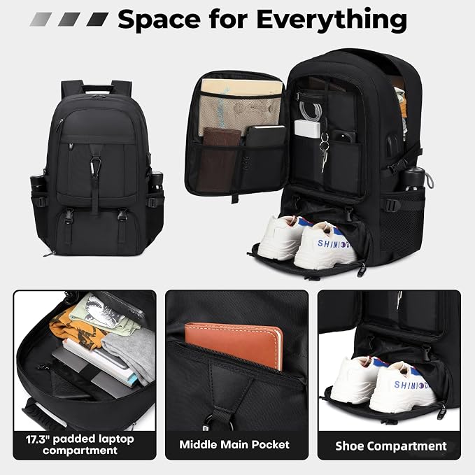 17.3 Inch gym backpack with shoe compartment, 50L Multiple Compartments - Image 4