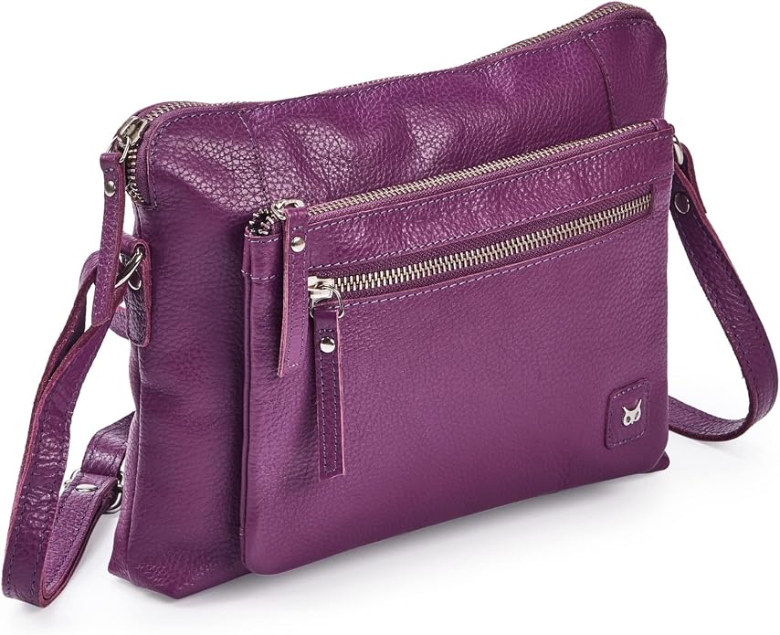 Wise Owl Accessories Small Soft Pebbled Real Leather Crossbody Handbags Purses by WiseOwlAccessories