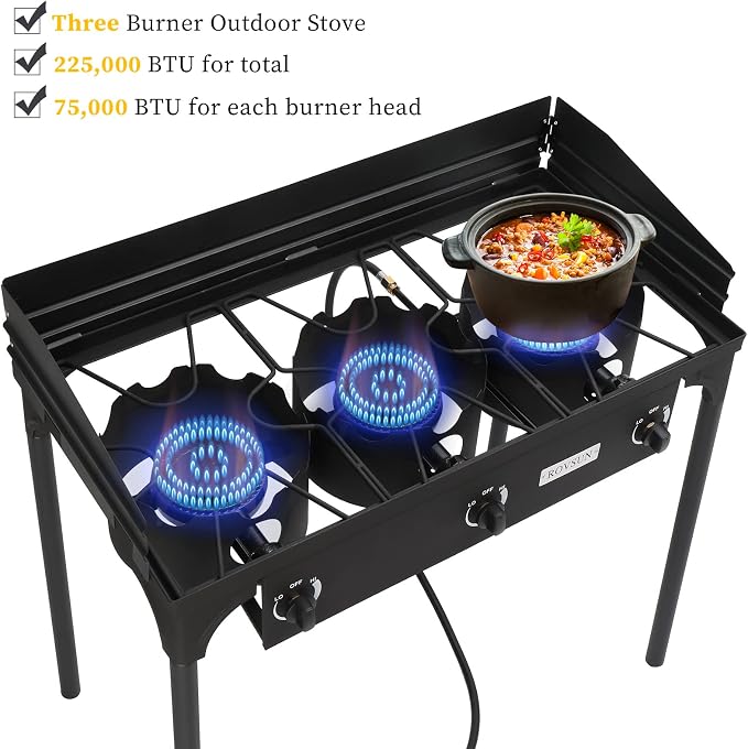 ROVSUN 2/3 Burner Outdoor Propane Gas Stove High Pressure Stand Cooker - Image 3