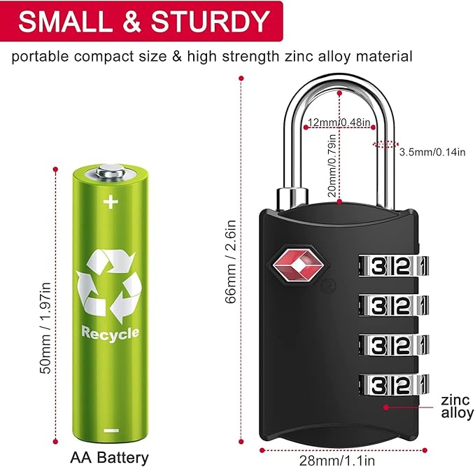 ZHEGE Travel Locks 2 Pack, Luggage Locks - Image 5
