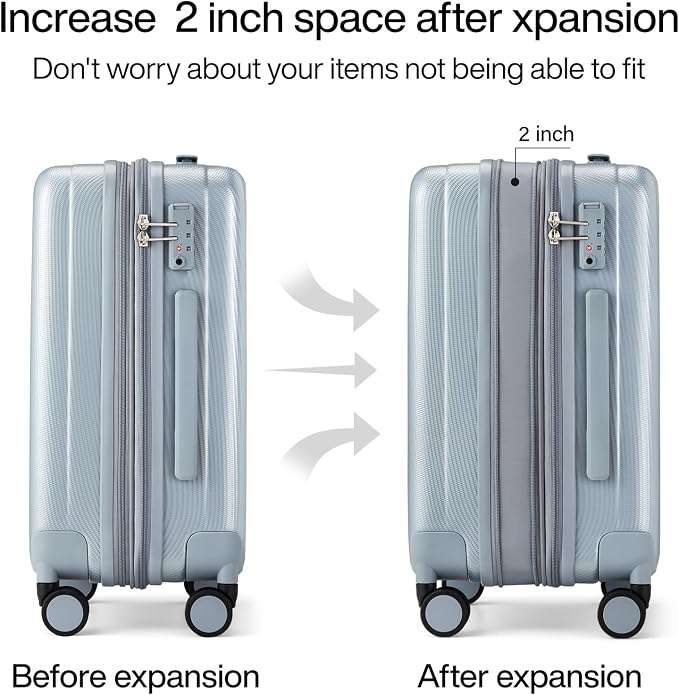 Hanke 20 Inch Expandable Carry on Luggage 22x14x9 Airline Approved Lightweight - Image 3