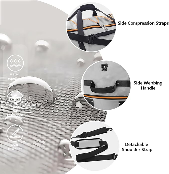 Rolling Duffle Bag with Wheels, 110L/140L Expandable Soft-Sided Foldable Duffle - Image 6