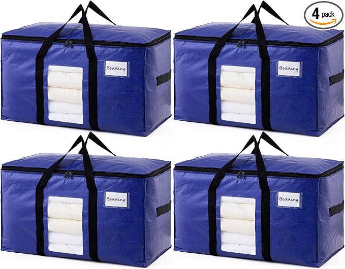 TAILI 4 Pack Dark Blue Extra Large Moving Bags, Heavy Duty Totes by TAILI