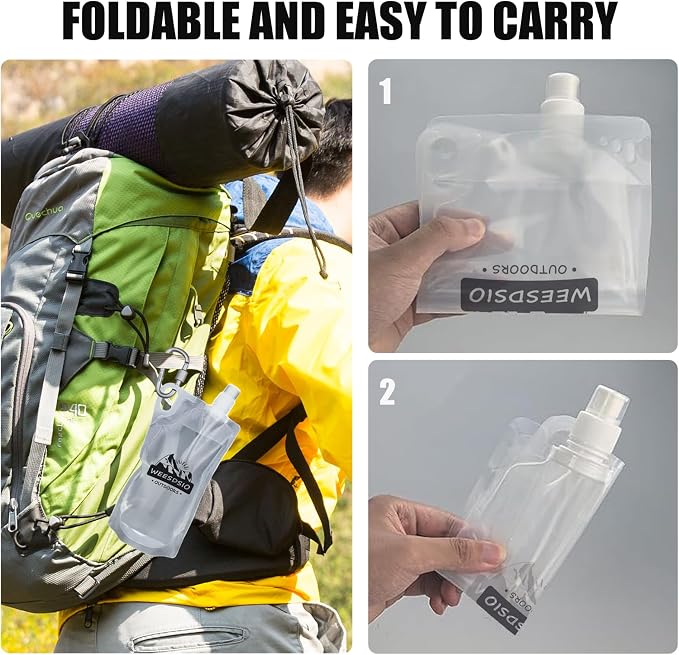 2-Pack 1L Hiking Collapsible Water Bottles - Image 3