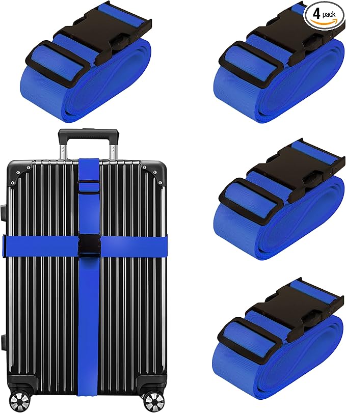 Luggage Straps for Suitcases TSA Approved Travel Belt 4 Pack by Chelmon by Chelmon