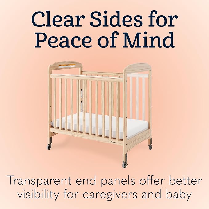 Foundations Serenity Compact Daycare Crib, Fixed Side, Features Mirrorview End - Image 3