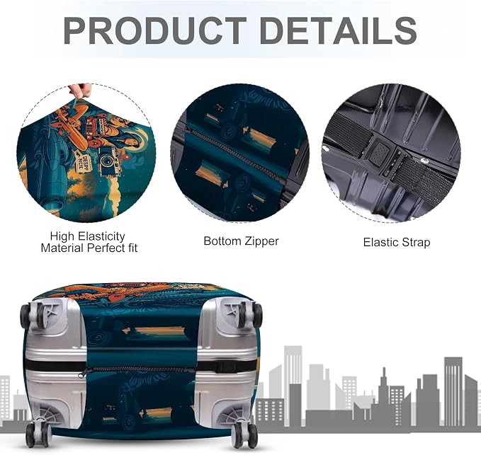 ANNA QUEEN Funny Adventure Travel Luggage Cover, Explore-Themed Suitcase - Image 3