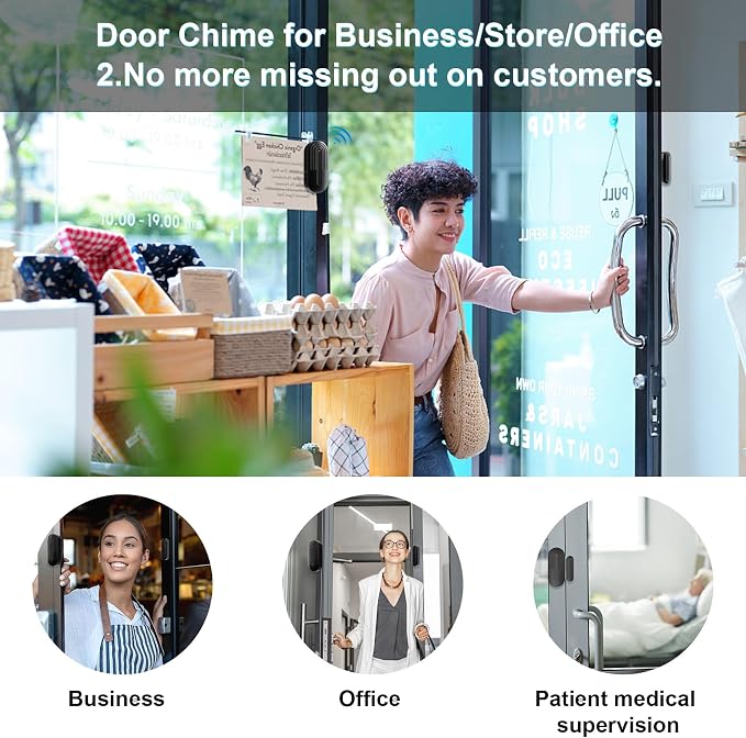 SanJie Door Chime, Wireless Door Chimes When Door Open Entry - Image 4