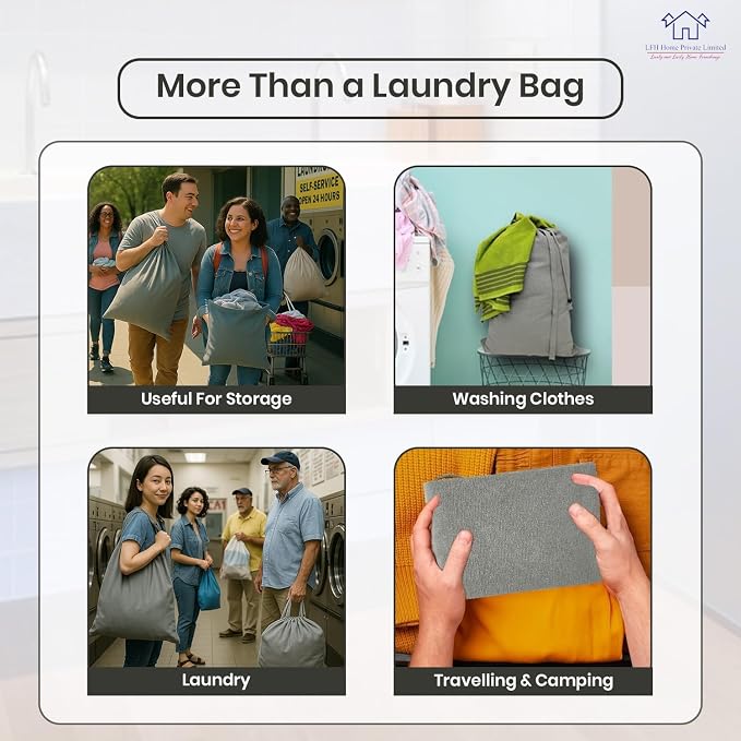 LFH Home Cotton Canvas Large Laundry Bag - Image 4