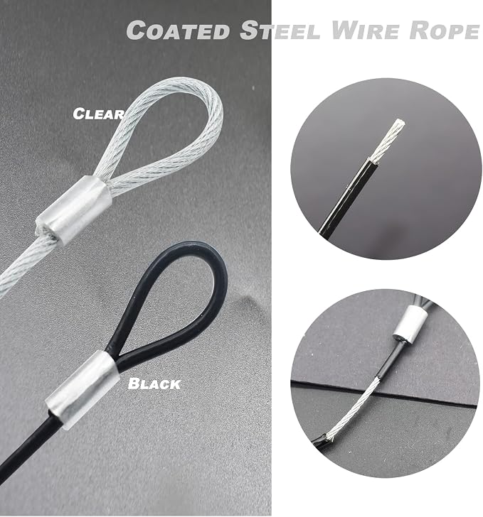 4 pcs 20 inch 5mm Thickness Galvanized Steel Wire Rope Lanyard Cable Tether - Image 4