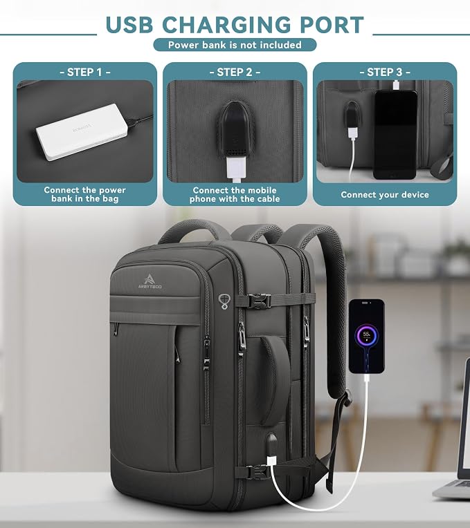 Travel Backpack, 50L Expandable Extra Large Laptop Backpack, Carry On Backpack - Image 4