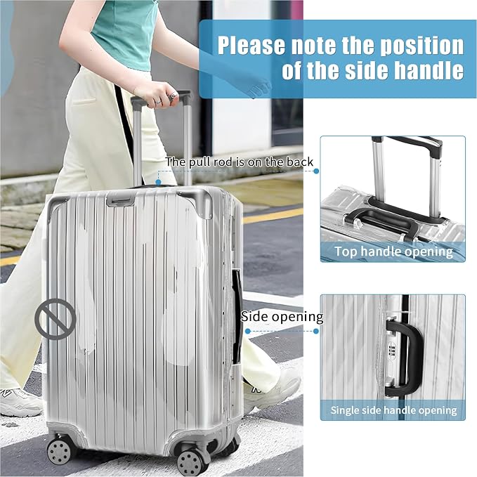 Yotako Upgraded Zippered Clear PVC Suitcase Cover, 24 Inch Luggage Covers - Image 3