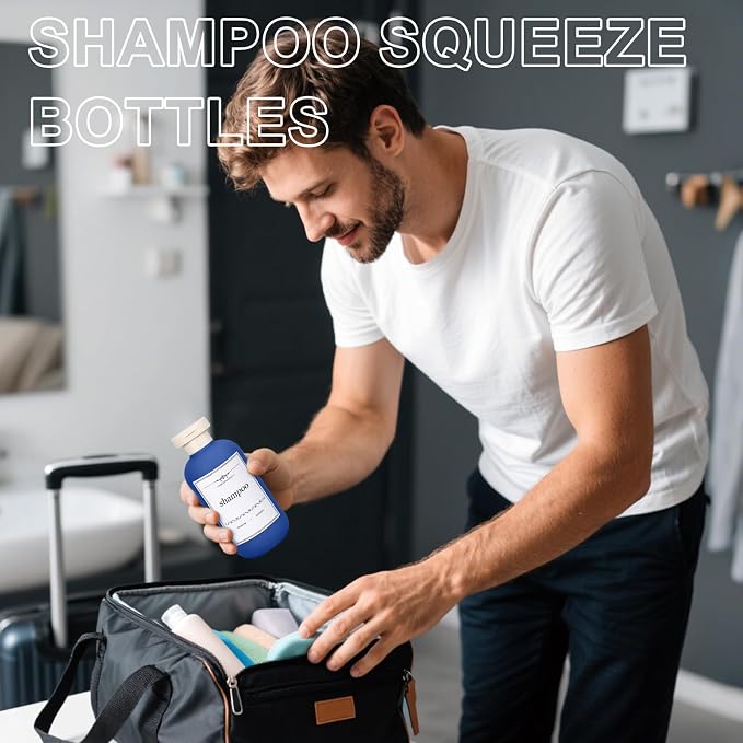 ASEVAT 6.7oz Airtight Plastic Travel Shampoo Bottles, Travel Shampoo and - Image 3