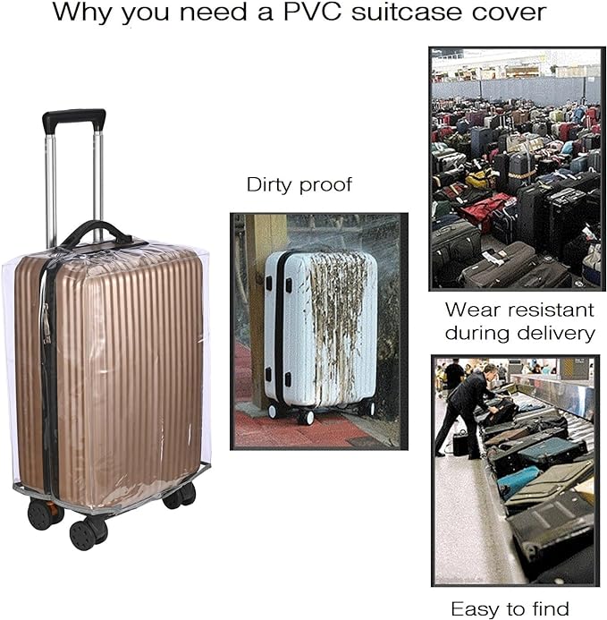 3PCS Clear PVC Suitcase Cover Protectors Thicken Luggage Coves Full Transparent - Image 6
