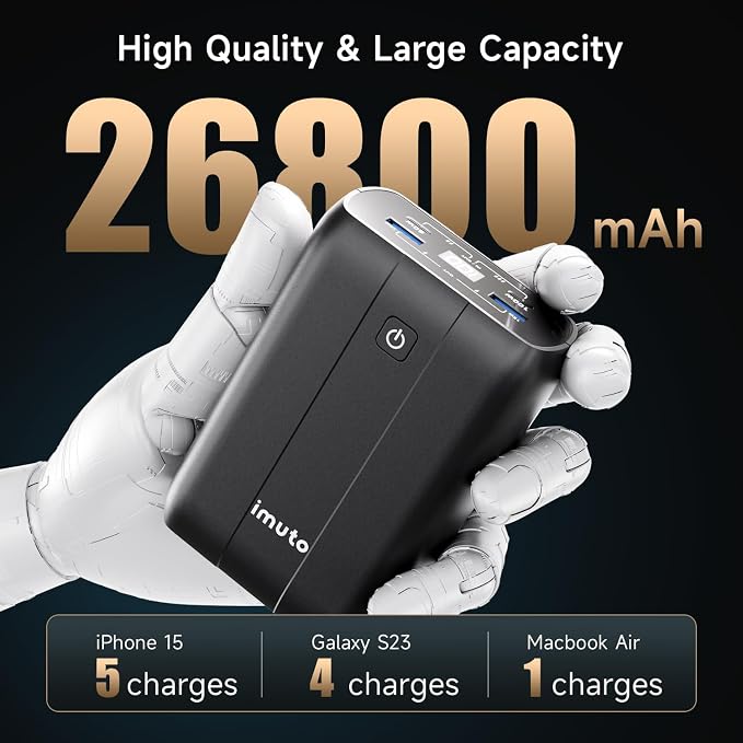 imuto 100W Power Bank, 26800mAh High Capacity 4-Output Laptop Portable Charger - Image 4