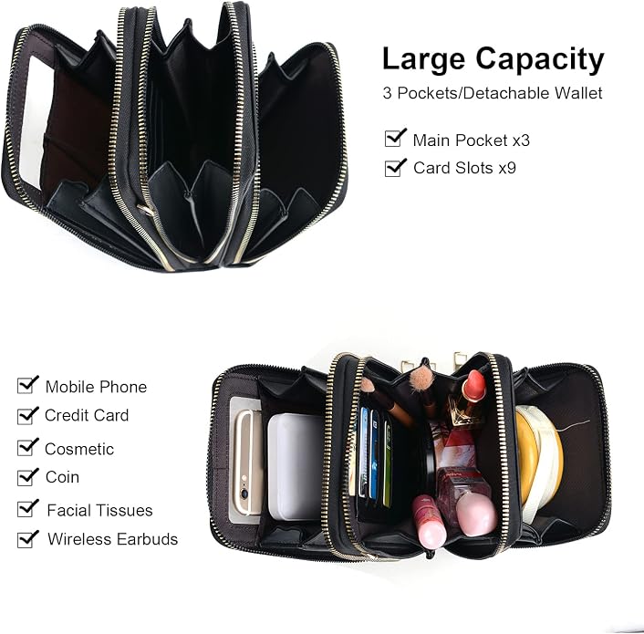 Crossbody Cellphone Purse Women Touch Screen Bag RFID Blocking Wallet Handbag - Image 2