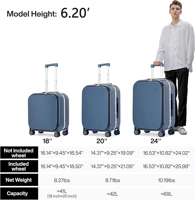 mixi Carry On Luggage, 18” Suitcase - Image 6