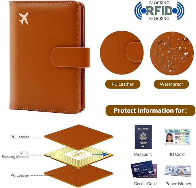 Melsbrinna Premium Leather Passport Holder Covers Case, Waterproof Rfid - Image 4