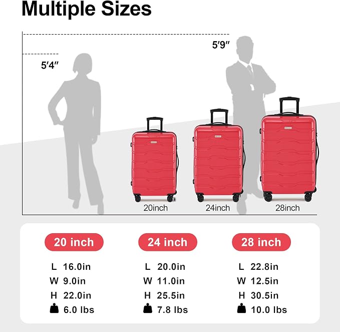 3 Piece Luggage Set, PC+ABS Lightweight Suitcase Sets - Image 6