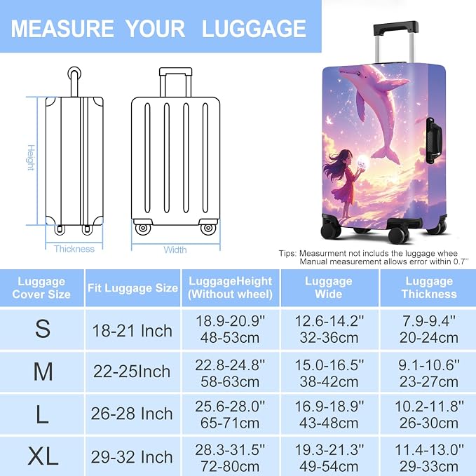 Luggage Cover Washable Suitcase Protector Anti-Scratch, Stretchable Fit - Image 6