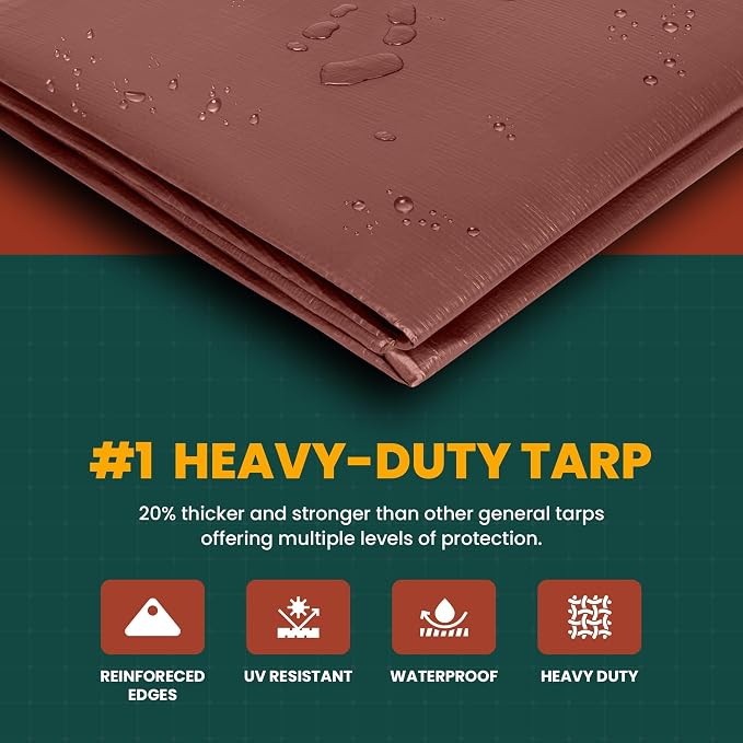 Tarp Cover White Heavy Duty 20 Mill Thick Material, Waterproof 30'X30' Great - Image 4