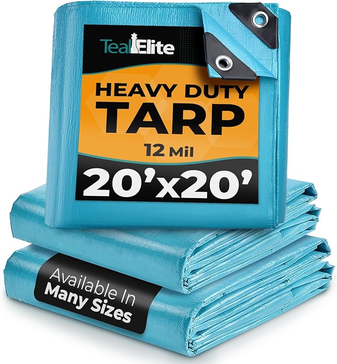 Tarps Heavy Duty Waterproof 20x20-12 mil Thick Camping Tent by TealElite