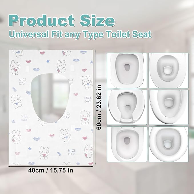 50 Pack Toilet Seat Covers Disposable, Portable Toilet Seat Cover - Image 2
