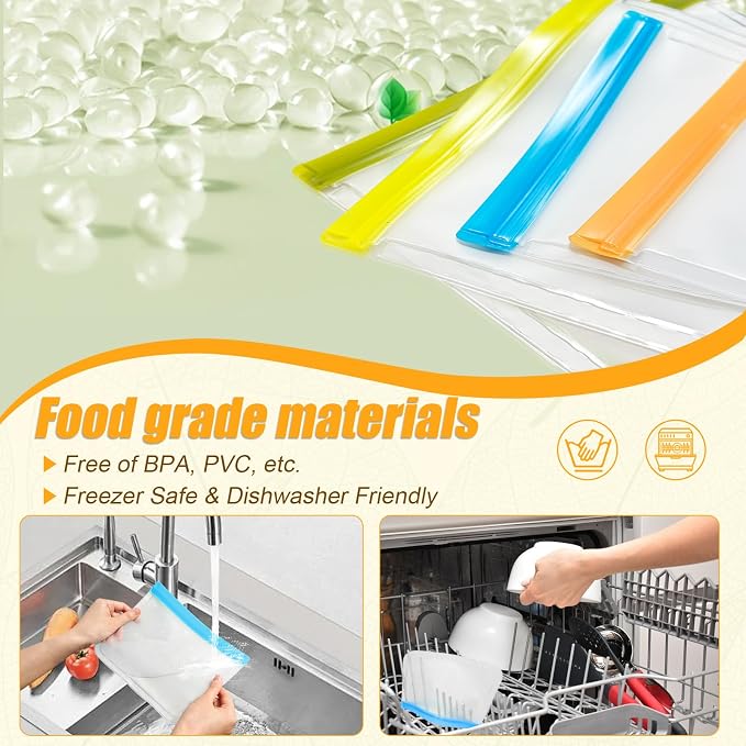 10 Pack Reusable Silicone Food Storage Bags, Leakproof Dishwasher Safe Reusable - Image 5