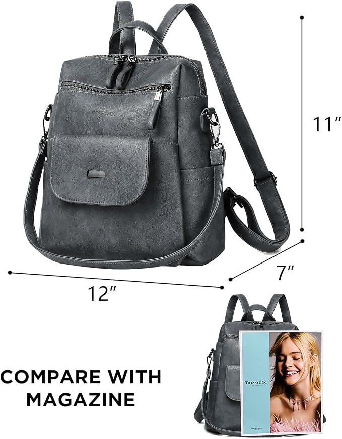 PU Leather Backpack Purse for Women Fashion Multipurpose Design Handbag Ladies - Image 2