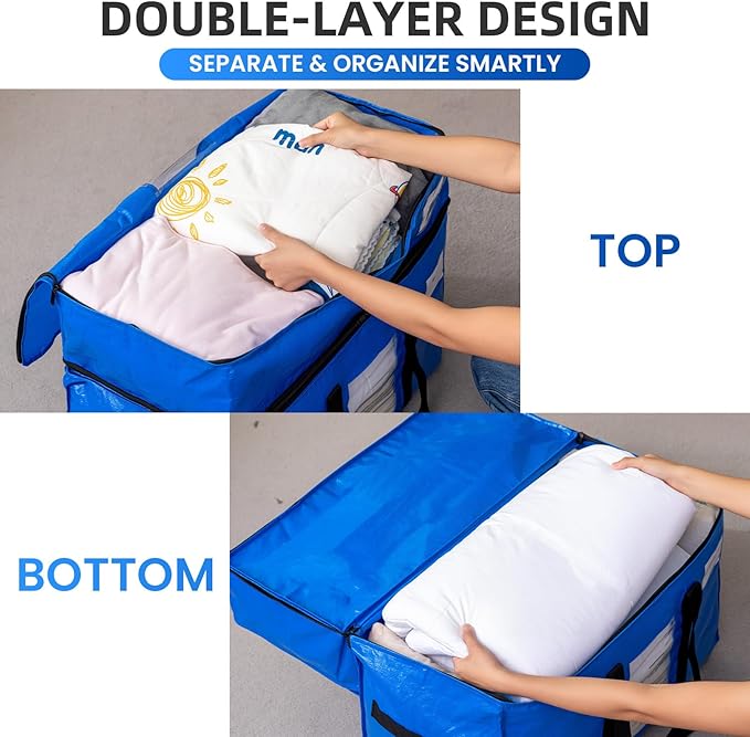 TAILI 2 Tier Extra Large Moving Bags, 2 Pack Blue Heavy Duty Totes - Image 5