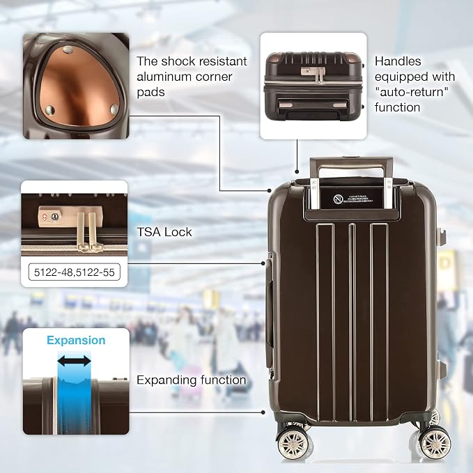 LEGEND WALKER Hardside Expandable Zipper Luggage, 5122-48-GR - Image 3
