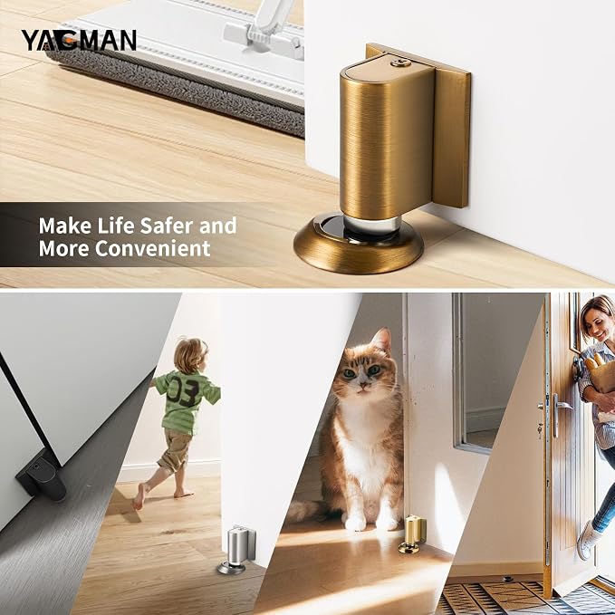 2 Pack Magnetic Door Stoppers Retractable Bottom of Door Holder No Drilling - Image 6
