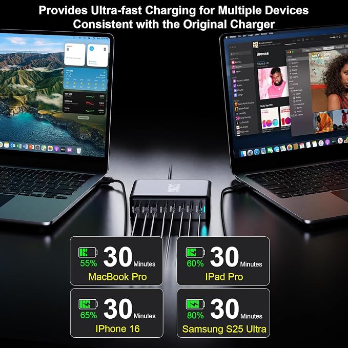 320W USB C Charger Block, 8-Port Fast USB Charging Station Hub PD 100W GaN Ⅲ - Image 4