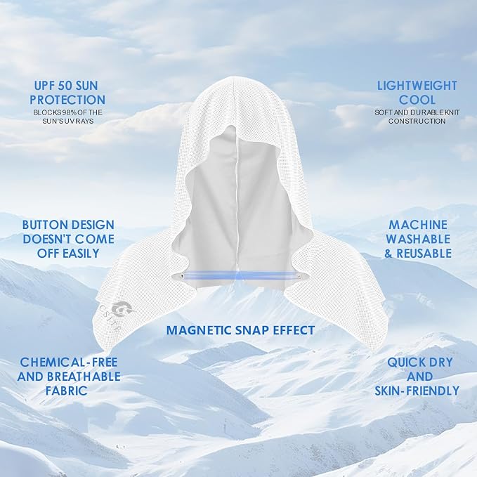 Cooling Hoodie Towels for Neck and Face, UPF 50 Sun Protection & Instant Cooling - Image 2
