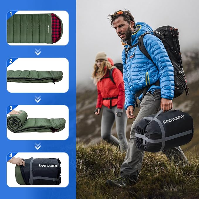 0 Degree Sleeping Bag Cotton Flannel Winter Cold Weather - Image 6