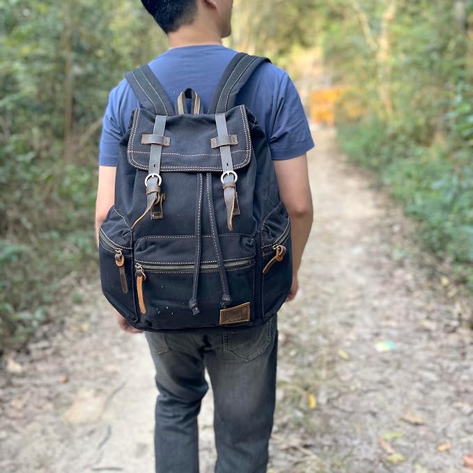 AUGUR High Capacity Canvas Vintage Backpack - Image 3