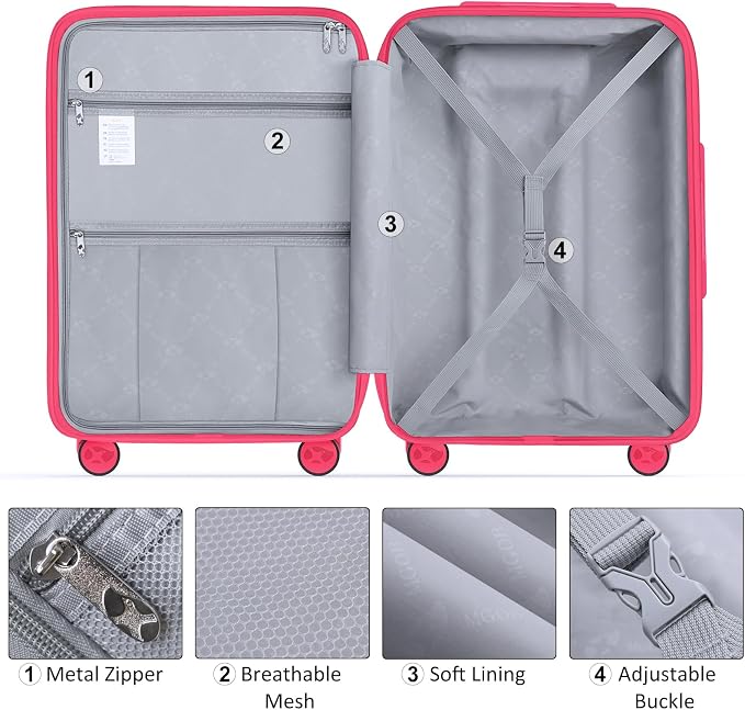 24 Inch Luggage with Spinner Wheels, Hard Shell Suitcase, Lightweight PP - Image 7