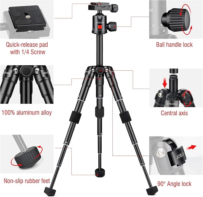 JOILCAN Mini Tripod for Camera, Portable Travel Tripods for DSLR Phone Projector - Image 7