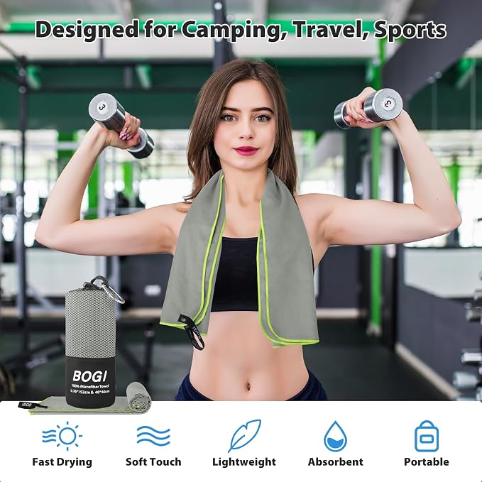 BOGI Microfiber Travel Sports Towel-Quick Dry, Soft Lightweight, Compact - Image 6