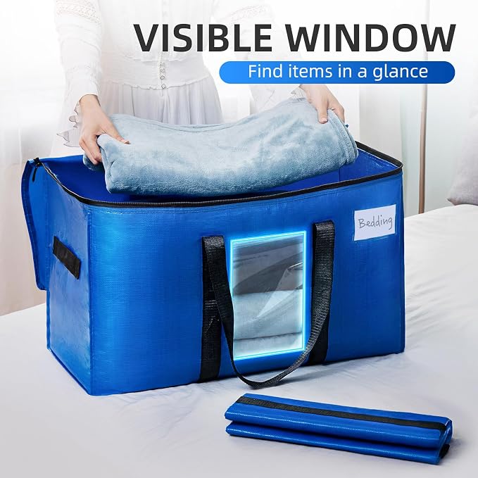 TAILI Extra Large Moving Bags, 10 Pack Blue Heavy Duty Totes - Image 3
